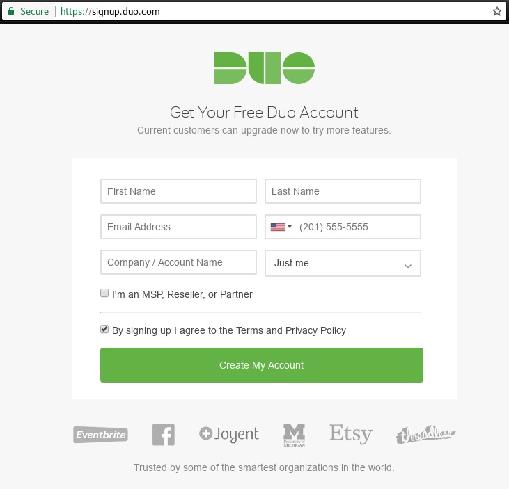 Duo Signup Page